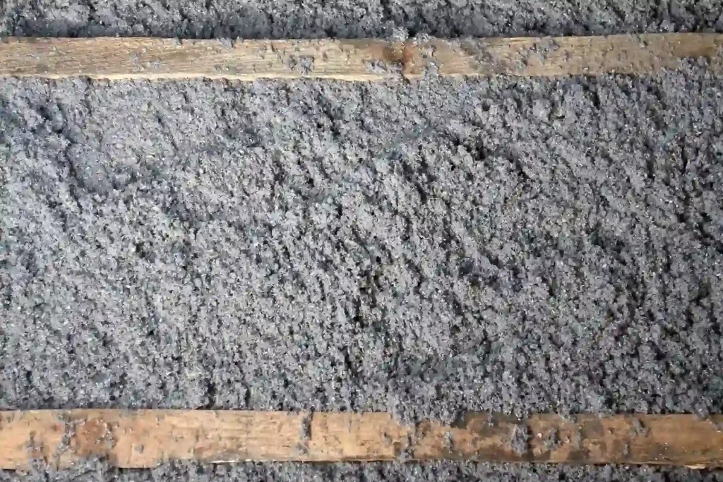Closeup of attic insulation