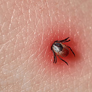 Tick biting human in Georgia with Active Pest Control serving Calhoun, GA