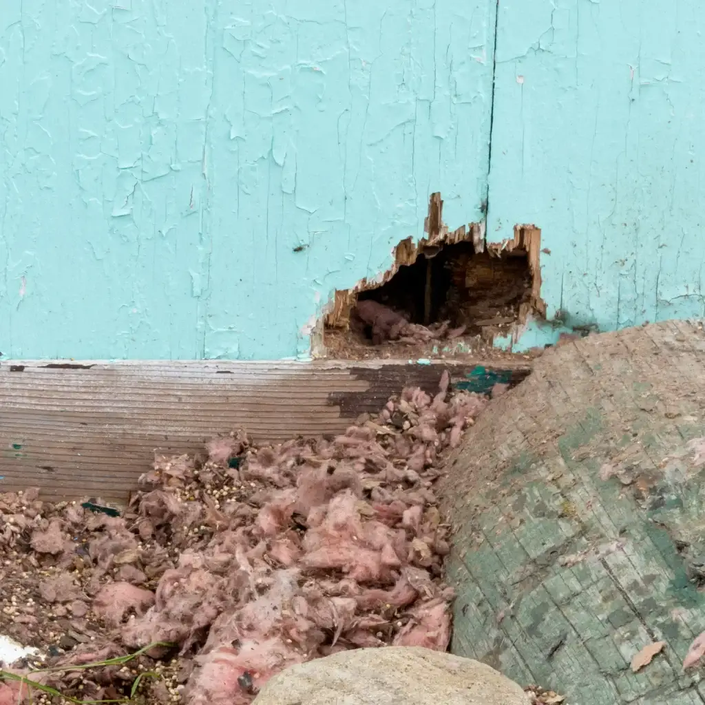 Squirrel burrow alongside the outside of a home - Keep wildlife away from your home with Active Pest Control in GA