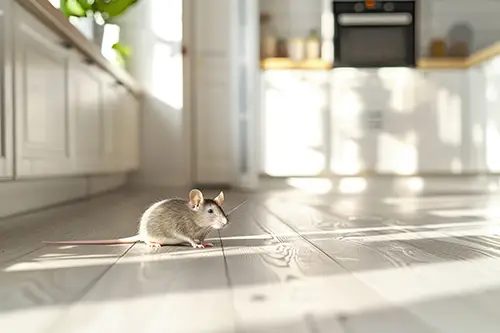 A rodent in a kitchen