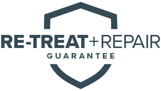 re-treat and repair guarantee logo.